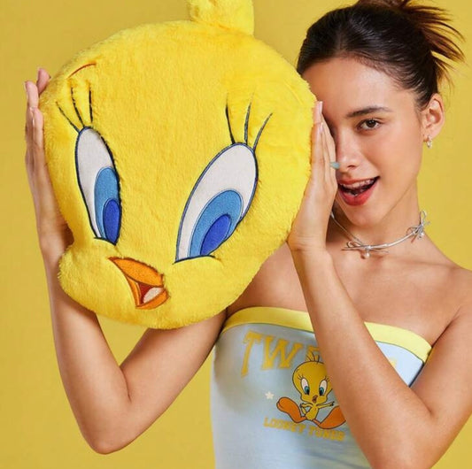 Tweety Looney Tunes Embroidered Cartoon & Letter Pattern Decorative Plush pillow !