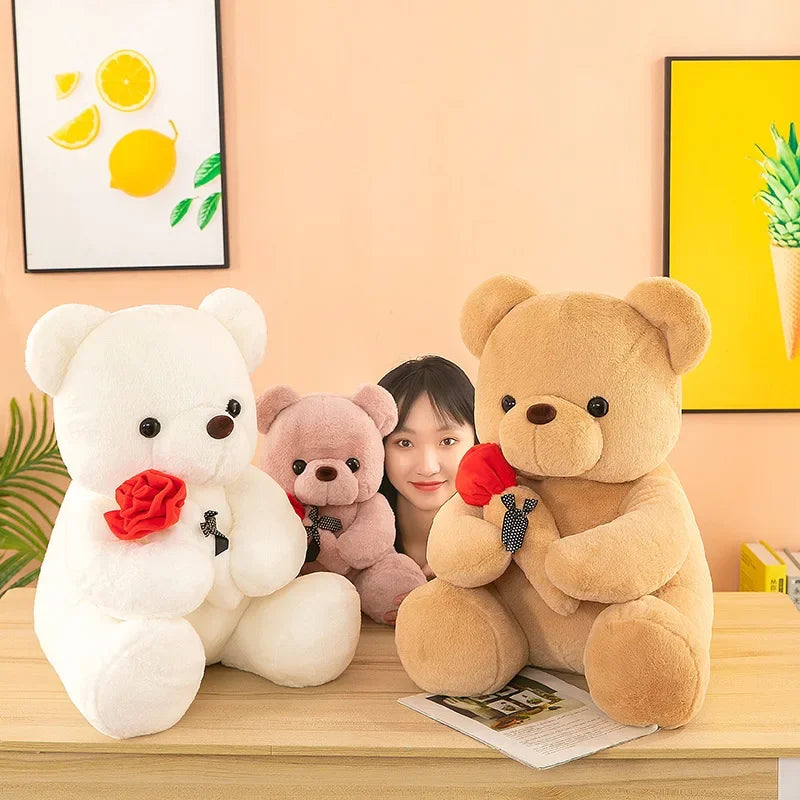 Valentine's Day roses teddy bear animal plush toys for girls teddy bear dolls.