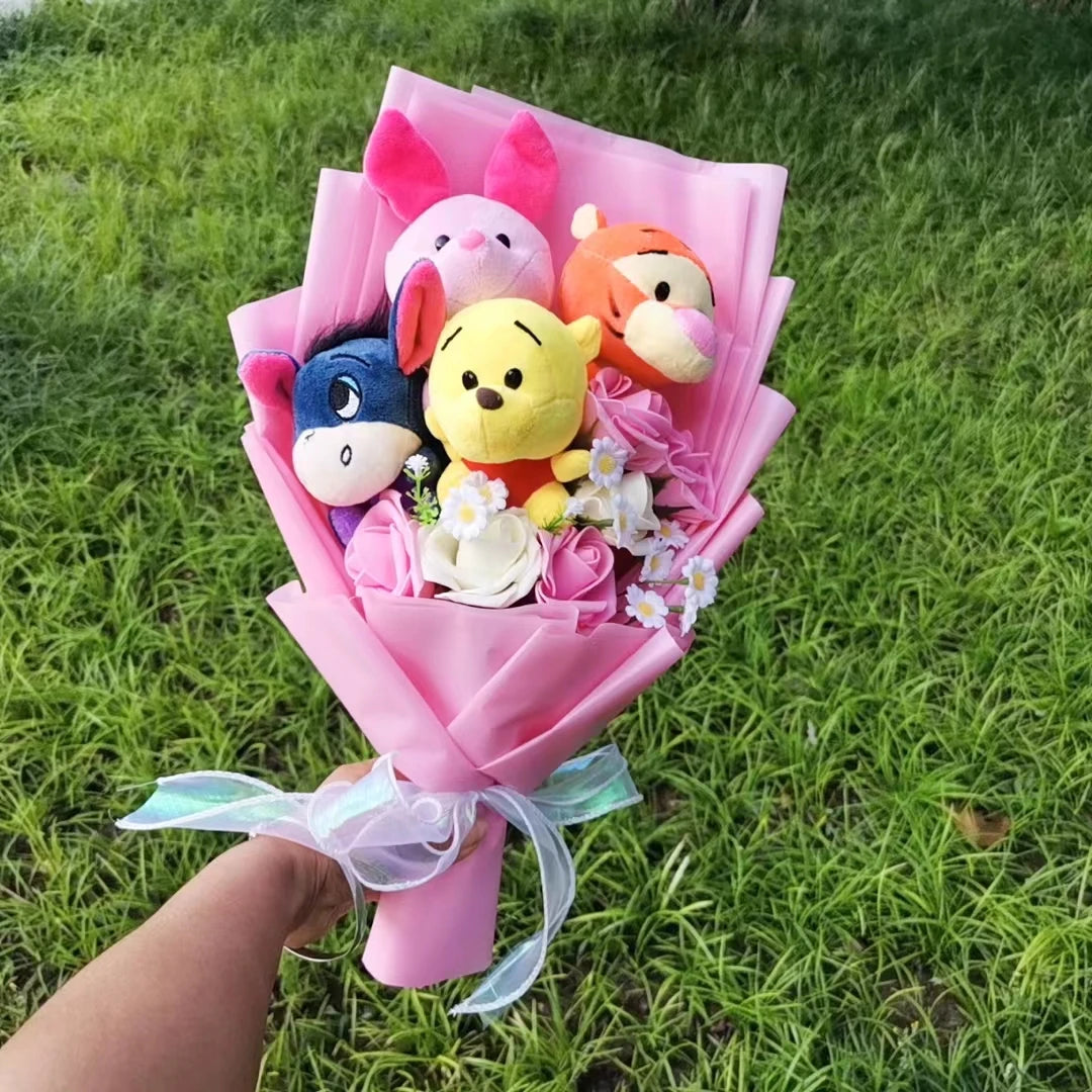 Valentines Day gift-Winnie the Pooh Bear, Tiger ,Pig Plush Bouquet.