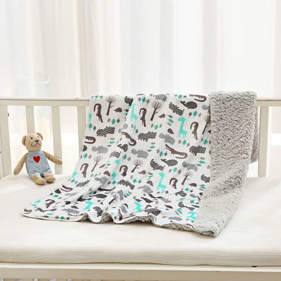 Ultra Soft Micro Plush Warm Reversible Cute Warm Baby Blanket !!