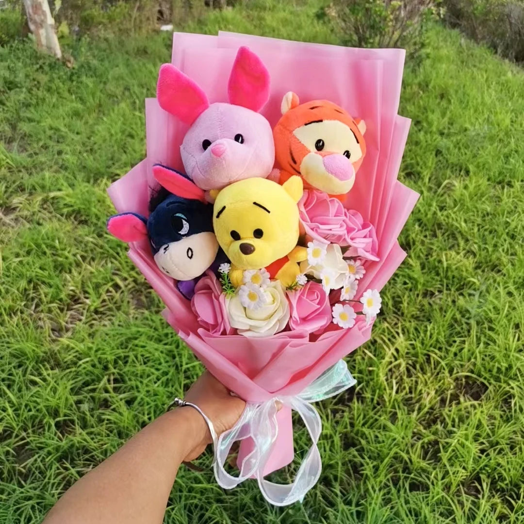 Valentines Day gift-Winnie the Pooh Bear, Tiger ,Pig Plush Bouquet.