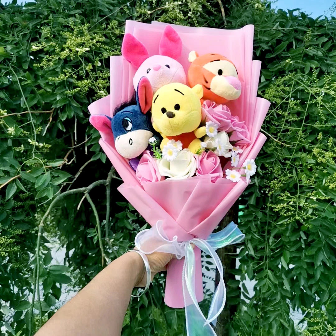 Valentines Day gift-Winnie the Pooh Bear, Tiger ,Pig Plush Bouquet.