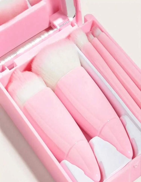 5 Pcs Portable Makeup Brushes Set with Mirror !