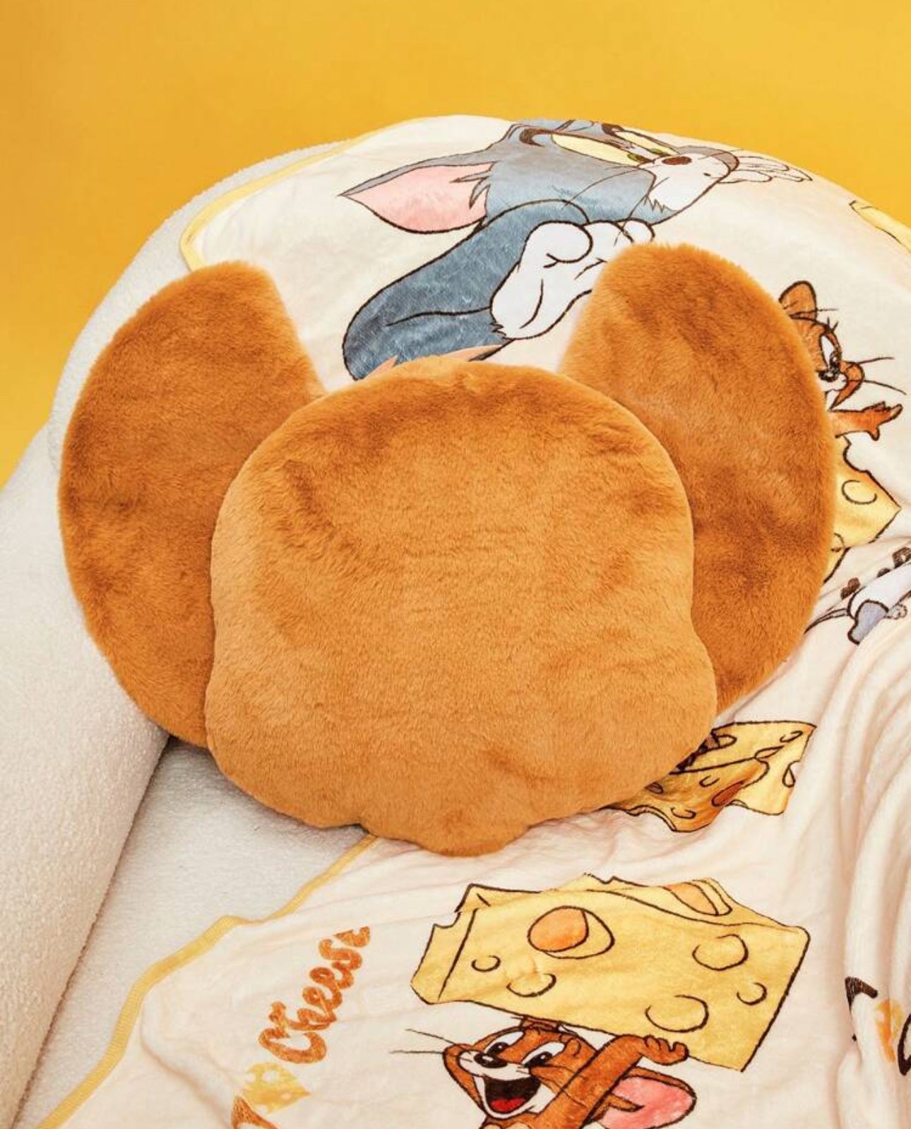 JERRY 1pc Cartoon Mouse Jerry Face Plush Pillow.