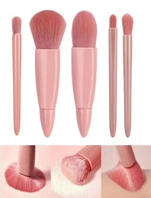 5 Pcs Portable Makeup Brushes Set with Mirror !