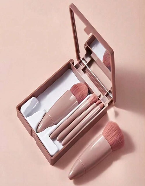 5 Pcs Portable Makeup Brushes Set with Mirror !