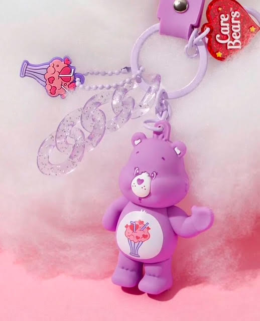 Care Bears Heart Shaped 3D Charm Pendant Keychain !