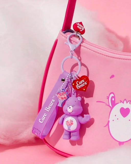 Care Bears Heart Shaped 3D Charm Pendant Keychain !