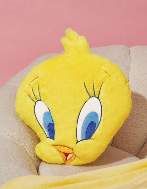 Tweety Looney Tunes Embroidered Cartoon & Letter Pattern Decorative Plush pillow !