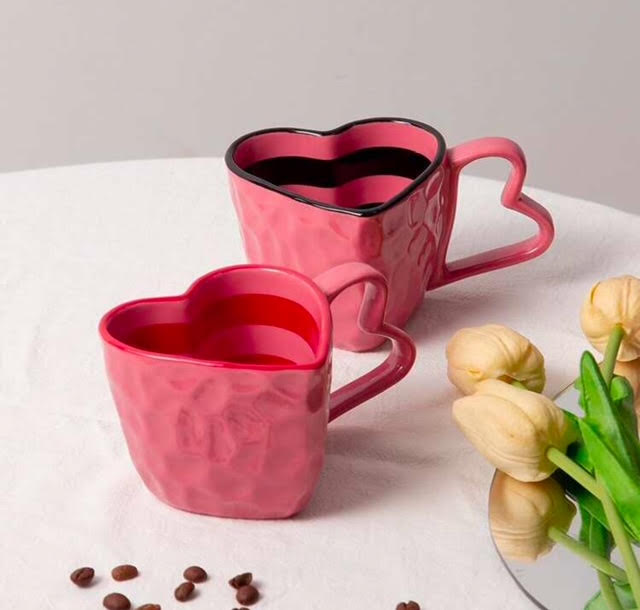 Heart Shaped Design Ceramic Mug ! For Valentine's Day Gift !