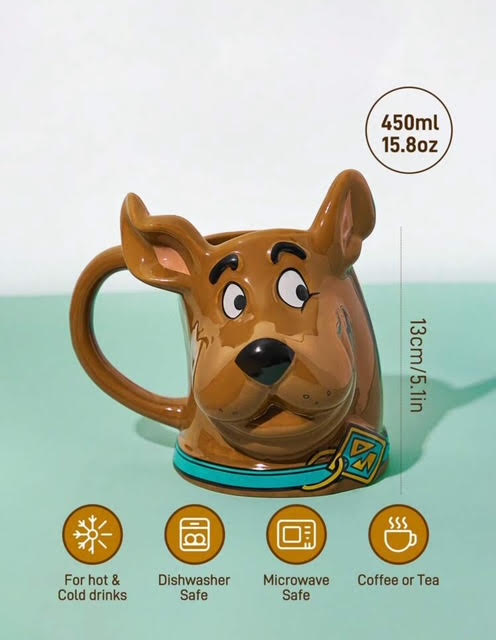 SCOOBY-DOO 450ML Cartoon Character Pattern Ceramic Mug !